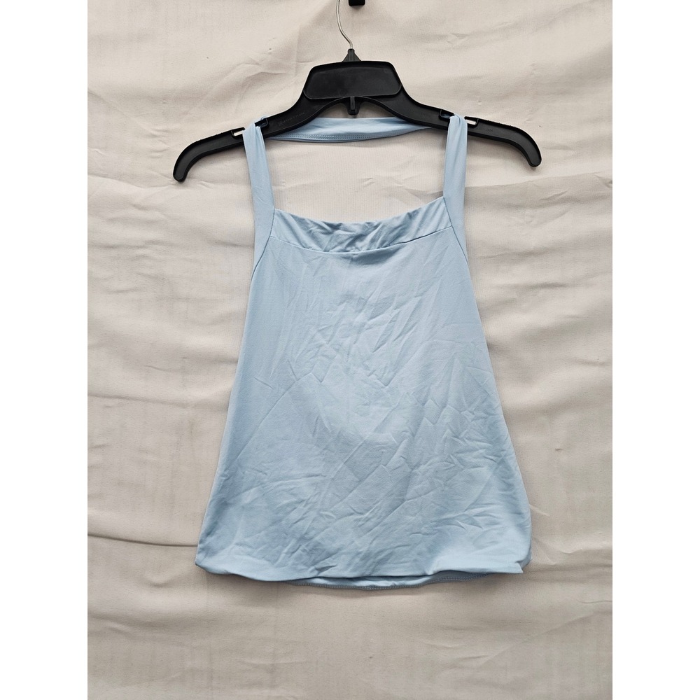 Edited by Remi Bader Womens Halter Tank Top Blue Nylon Blend Casual Size Small